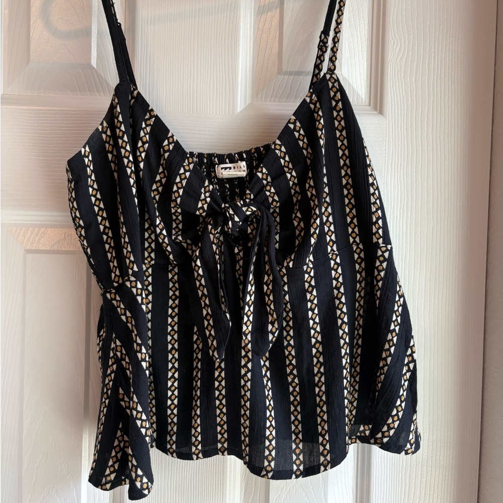Billabong Patterned Tie Front Tank